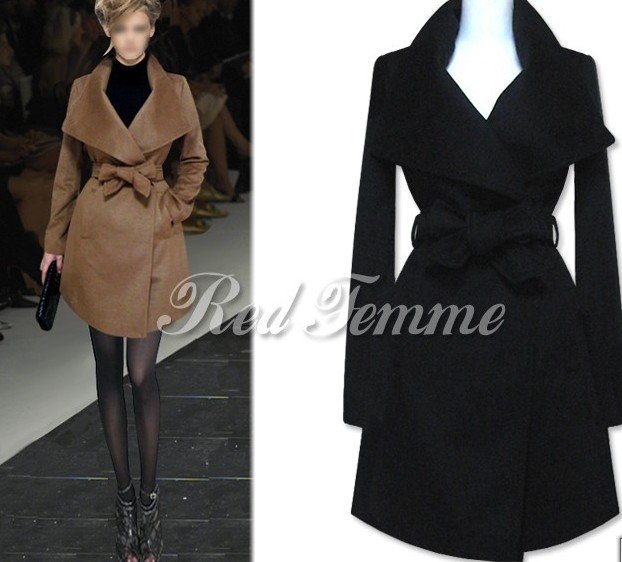 Free shipping  Europe classic autumn winter fashion woolen outerwear overcoat long trench wool blends jacket coat 5-colors