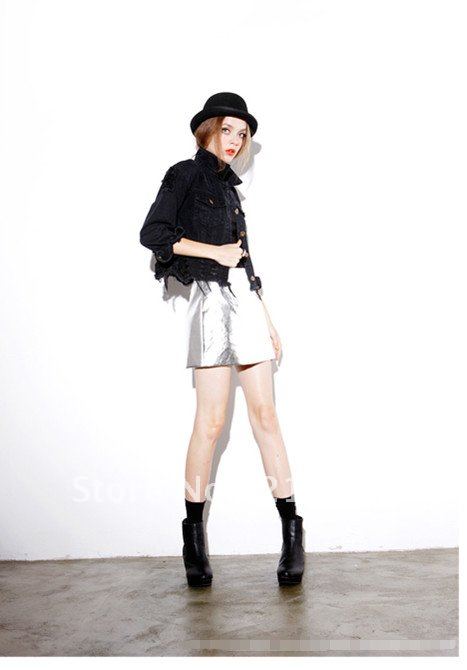 Free shipping Europe style 2012 autumn A - shaped leather half-length short skirt / fashion skirts wholesaler / retail