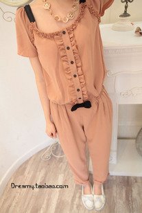 Free Shipping Europe style women  chiffon romper lady one piece  overalls fashion Loose Pants