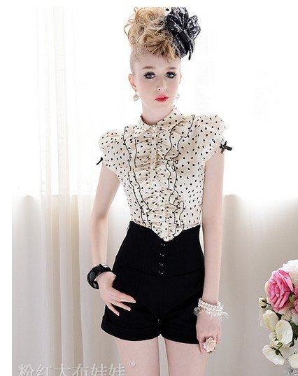 Free shipping,European and America Style,Top Quality Graceful Ladies Short Sleeved Shirts