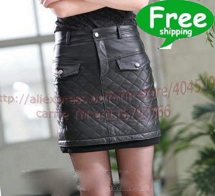 Free shipping + European star Favorite Ladies skirt,Ladies quilted sheep leather skirt ,short skirt