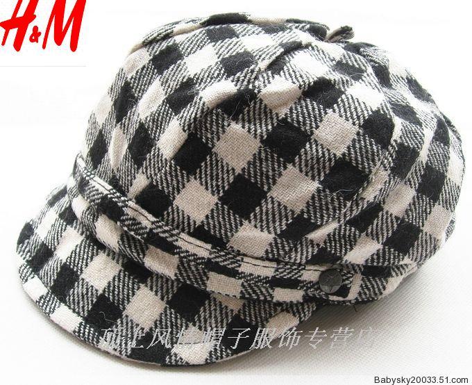 free shipping export 2012 hat woolen dress benn octagonal cap black and white lattice