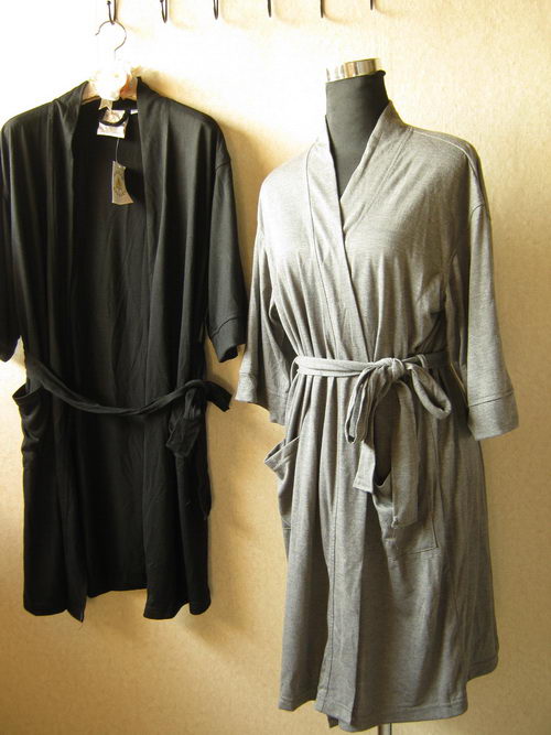 free shipping export Solid color derlook medium-long robe