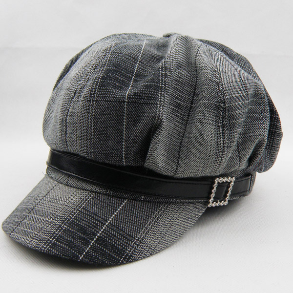 free shipping export Spring and autumn fashion hat fresh preppy style linen women's badian cap grey check pumpkin hat