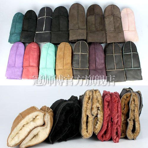 free shipping export St023 thick thermal male women's fur one piece gloves winter genuine leather mitten