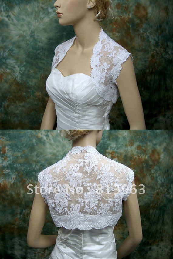 Free Shipping Exquisite Low Price Custom Made 2013 Hot Sale New Style Fashional Jacket Wedding Wraps Lace Short Sleeves