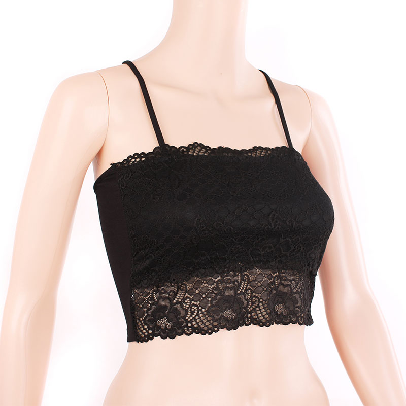 Free Shipping F207 lace tube top cross-strap tube top short spaghetti strap comfortable all-match women's top