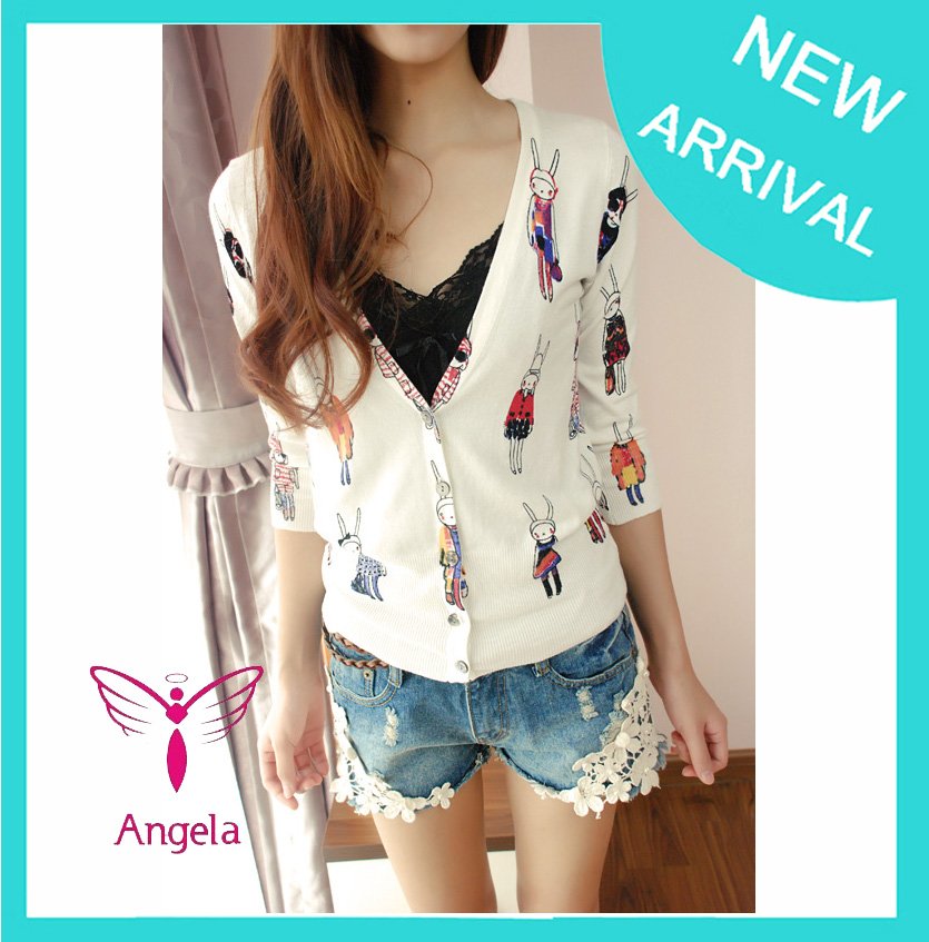 Free shipping Factory Direct Sale New Cotton Women's Cardigan Sweater White Colour Top quality WS-019