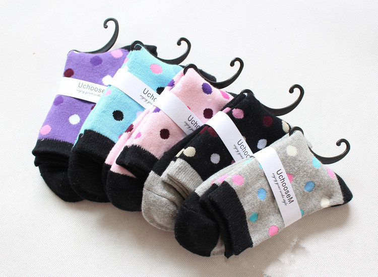 Free Shipping Factory Price Socks Women Casual Dot Tube Socks Thick Socks 10Pairs
