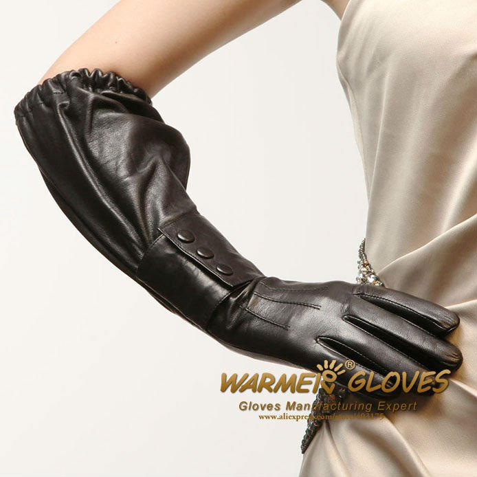 Free shipping factory wholesale Genuine leather women long fashion gloves