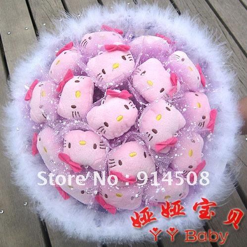 Free shipping fake bouquet 18 lovely styling kitty cute cartoon bouquet X635