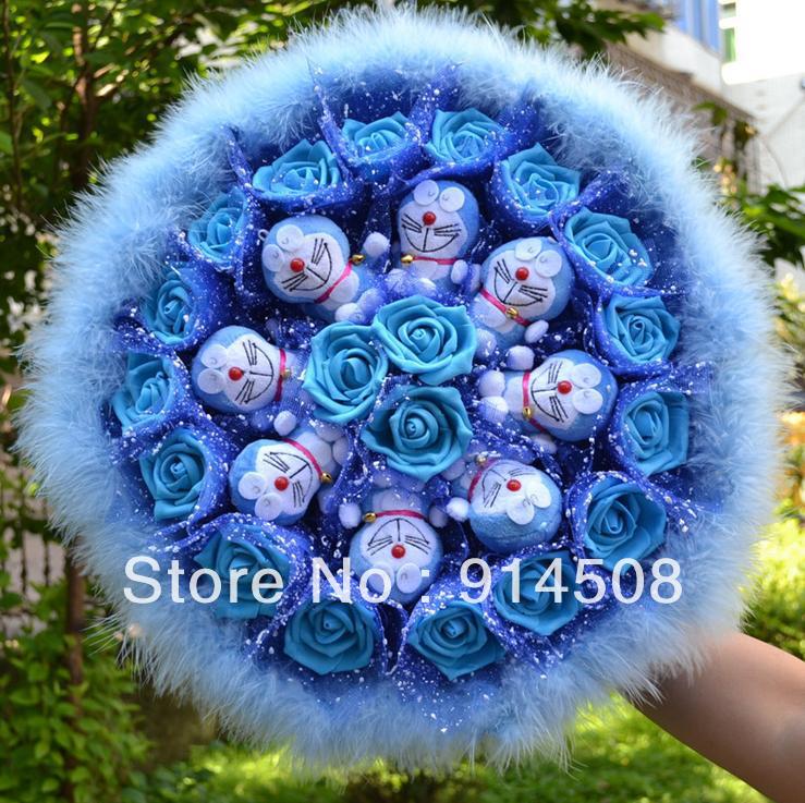 Free shipping Fake bouquet Strange new creative gifts Doraemon simulation rose cartoon bouquet dried flowers AS481