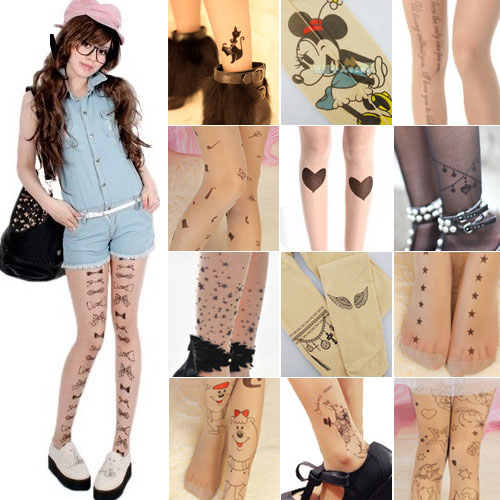 Free shipping, fake tattoo design tattoos stockings color of ultra-thin sexy panty hose