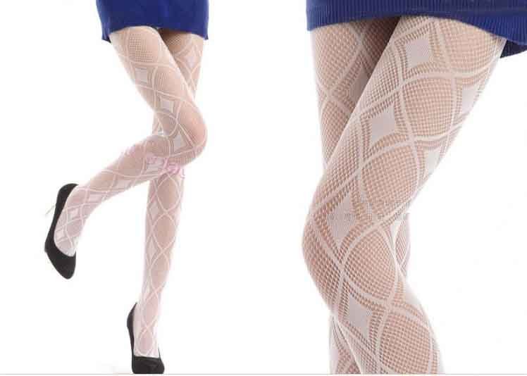 Free shipping !Fascinating Elegant Retro Style white Grid Silk Stockings Sexy Woman Lady's mesh Pantihose Wholesale Retail B01