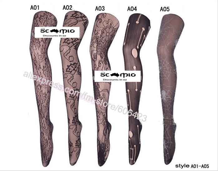 Free shipping!Fascinating Retro Style Flower Spider Hole Silk Stockings Sexy Woman Lady's mesh Pantihose Wholesale Retail A01-05