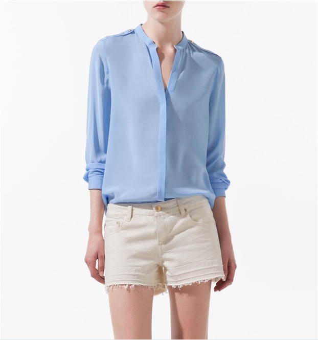 free shipping fashin style chiffon women blouse solid women shirts 2colors