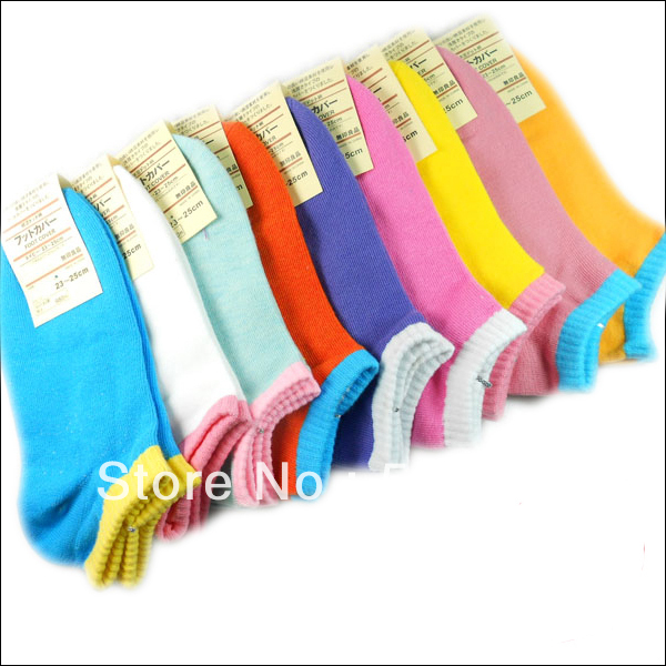 Free Shipping Fashion 100% cotton candy color invisible shallow mouth female women's sock slippers
