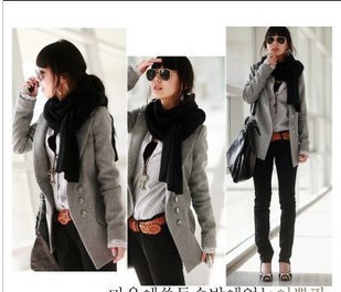 free shipping Fashion 2012 autumn women's slim all-match imitation woolen suit overcoat trench outerwear