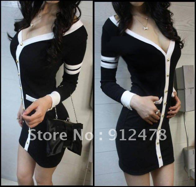 Free shipping fashion 2012 new cute clothes women sexy cotton sheath clothing double breasted dresses sophisticated mini dress