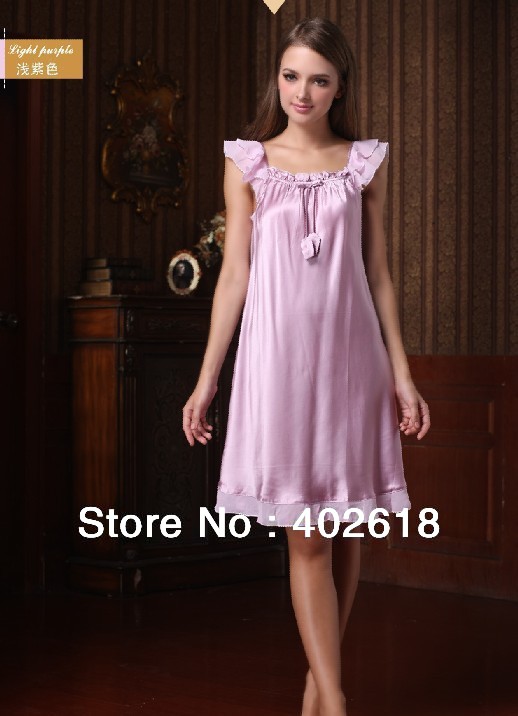 Free Shipping--Fashion 2013, Ladies Silk dress, 100%Silk material, ladies gown, Sleepwear, 5 Colors, Free size
