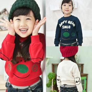 Free shipping fashion 2013 spring children's clothing bear boys and girls pullover sweatshirt outerwear fleece 4985