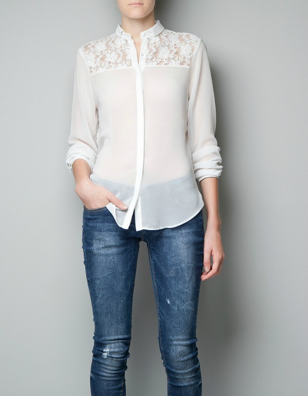 free shipping  fashion 2013 spring   lace Long sleeve Casual Shirt CHIFFON  BLOUSE
