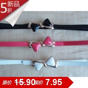 Free shipping Fashion all-match women's belt exquisite bow japanned leather candy color small strap