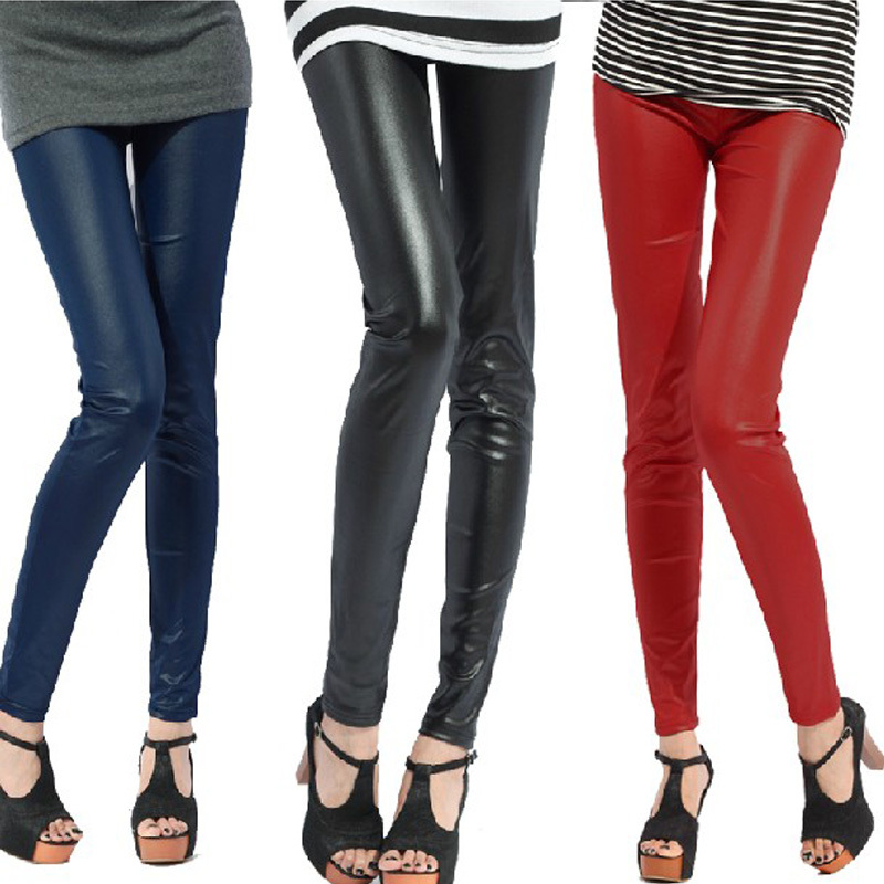 Free Shipping! Fashion Autumn and Winter Tight Elastic Faux Leather Legging sAnkle Pants For Womens P0652#