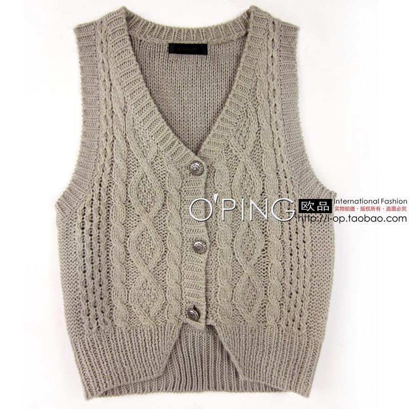 free shipping Fashion autumn preppy style loose twisted knitting thick yarn sweater vest