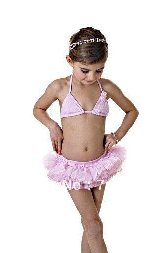 Free Shipping fashion ballet girls swimsuits girl bikini Girls Tutu Bikini swim wears two pieces Size 2t to 7T
