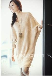 Free Shipping Fashion bat sleeve sweater women winter dress