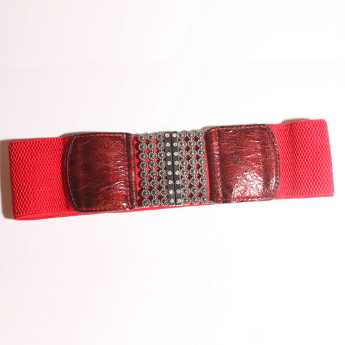 Free Shipping Fashion belt female all-match rhinestone decoration wide belt casual faux leather red elastic waist y235