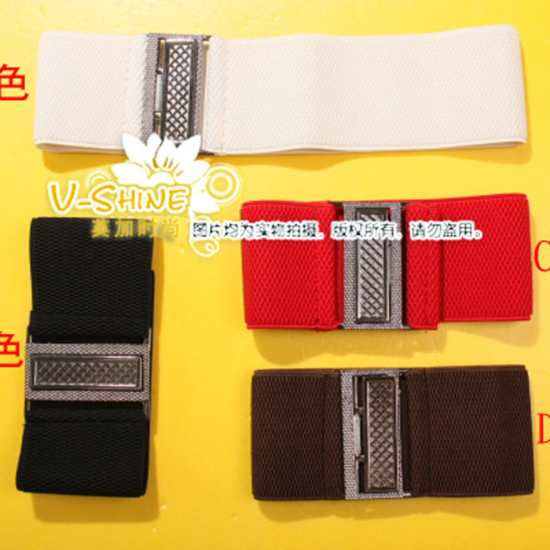 Free Shipping Fashion belt female decoration elastic coffee wide belt vintage white leather cummerbund y827
