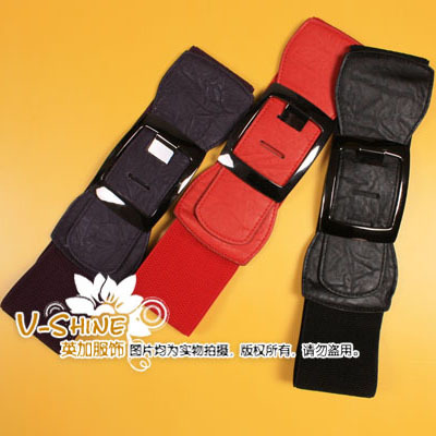 Free Shipping Fashion belt female decoration elastic wide belt vintage black leather ultra wide cummerbund y404