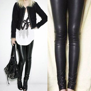 Free shipping  fashion black light dull multicolour faux leather pants female legging pencil pants