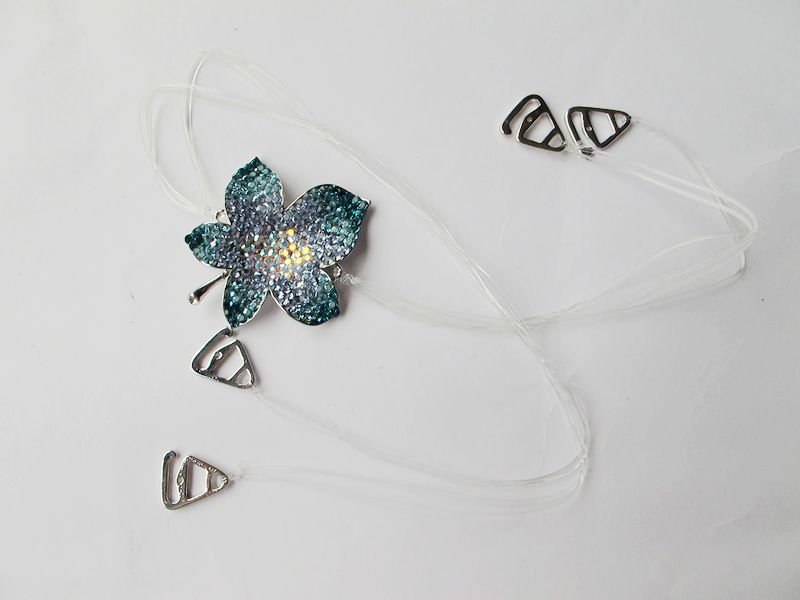 Free Shipping Fashion Blue Removable Metal Flower Women Bra Straps Belt With Crystal Stone