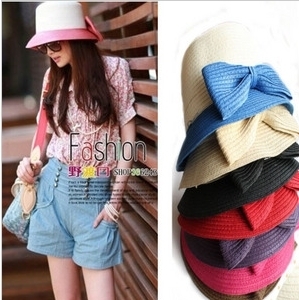 Free Shipping Fashion Bowknot Double Color Joining Together Hat