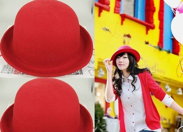 Free shipping Fashion Bowler cap Fine Wool Derby Top Womens Hat(AM-01)