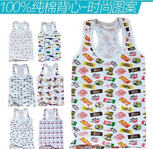 free shipping fashion Boys and girls baby Summer 2012 Cartoon Cotton children's vest