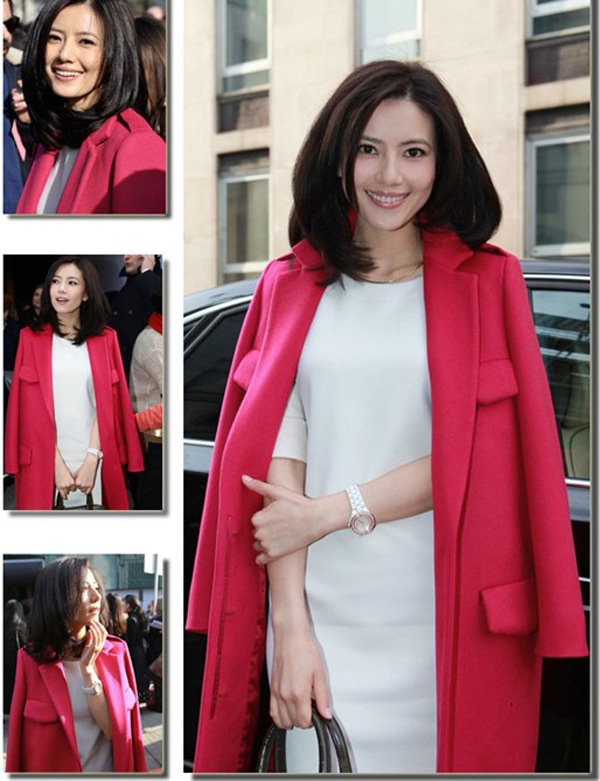 Free Shipping Fashion Brand Casual Women's Fashion Rose Pink Cool Long  Woolen Trench Winter Coat Outerwear D10-9-076