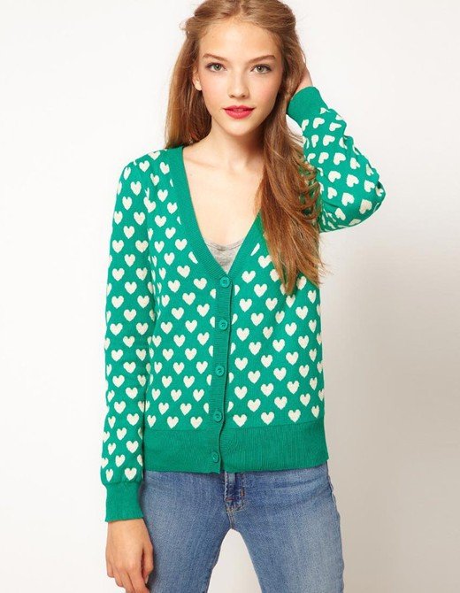 Free Shipping Fashion Brand Casual Women's V-neck Love heart pattern Casual  knitwear  Ladies knitted sweater D24-9-072