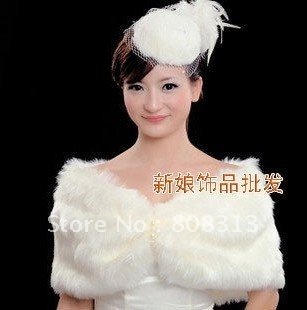 Free Shipping Fashion Bridal Wedding Dress Accessories Jacket Circinate White Faux Fur Bridal Wrap Shrug Tippet Scarf Cappa