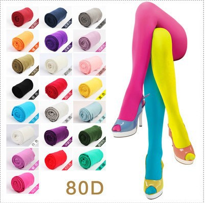Free Shipping! Fashion candy color velvet 80d Ladies'pantyhose stockings
