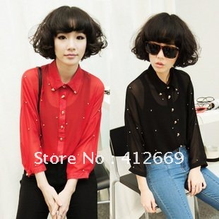 Free shipping fashion casual blouses /shirts for ladies , OL blouses ,women's clothes with skull