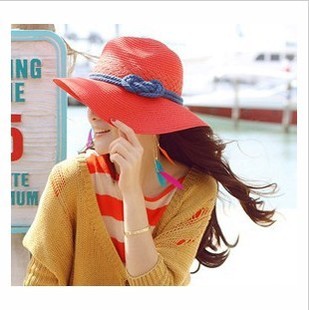 Free shipping fashion casual cap woman big wide-brimmed straw hat sun hat UV protection beach hat foldable hat