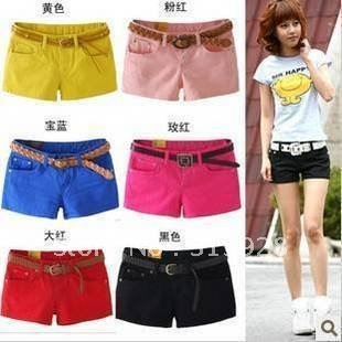 Free Shipping fashion casual frayed flag printed jeans shorts women 9010 hot pants