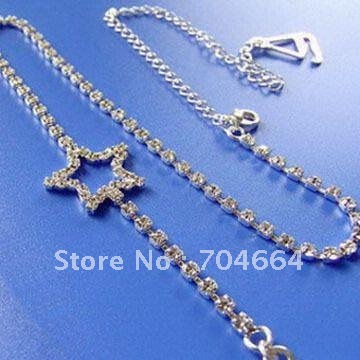 free shipping fashion crystal bra strap in star shape with 4 adjusters 5mm width 49cm length with 5pcs crystals