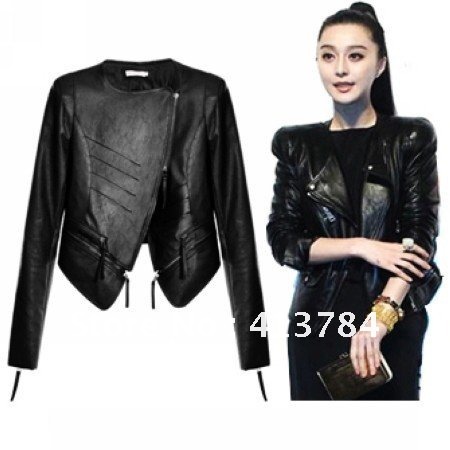 Free Shipping Fashion Cultivate one's Morality Short Fur PU Leather Jacket Women Coat Autumn&Winter Free size Two style wear