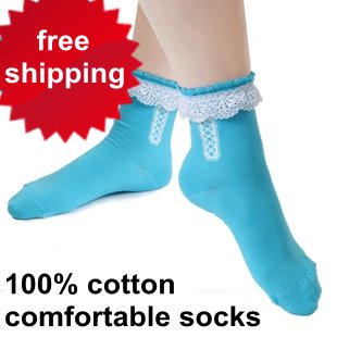 free shipping fashion cute socks laciness cotton socks comfortable plain socks