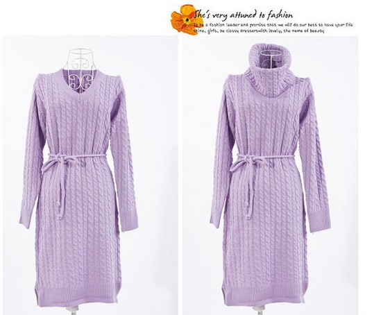 free shipping  fashion design women's long  korean's style vintage classic knitted sweater dress slim fit top quality elegant